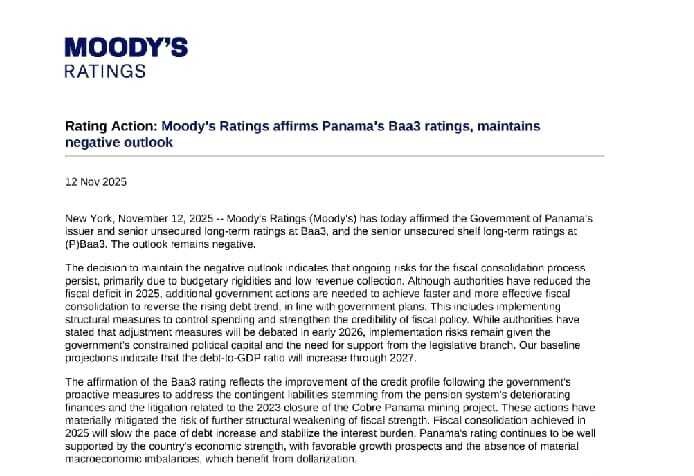 Moody's подтвердила рейтинг Панамы, но предупредила о рисках для бюджета