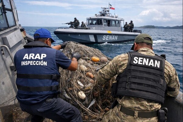 Panama Authorities Remove Drifting Fishing Net