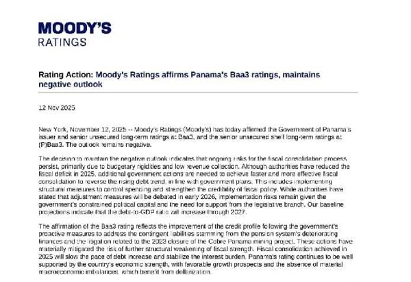 Moody's Affirms Panama's Credit Rating Amid Fiscal Concerns