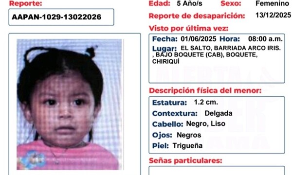 巴拿马警方就女孩阿纳希·桑切斯失踪发出警报