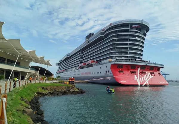 A Cruise Ship with More than 1500 Passengers Docked at the Home Port of Colón Panama